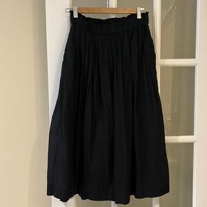 J. Crew Black Cotton Midi Skirt